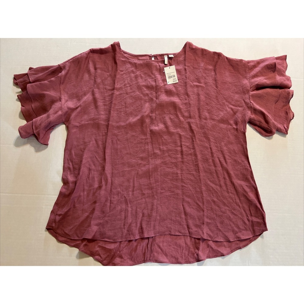 EST 1946 Sportswear Top Blouse Layered Flutter Sleeve Women's XL Rose NEW